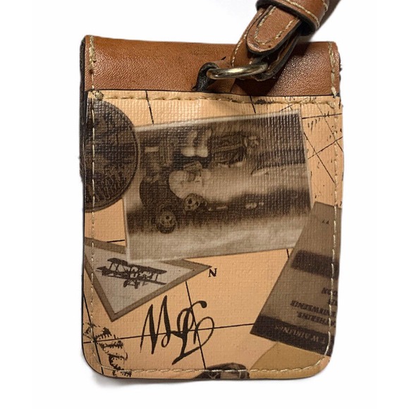 Teenie Weenie Gold Teddy Bear Brown Map Print Adjustable Strap Handbag Purse - Picture 9 of 12